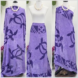 Purple Honu Tropical MAXI SARONG Kīkepa Pareo Beach Wrap Skirt